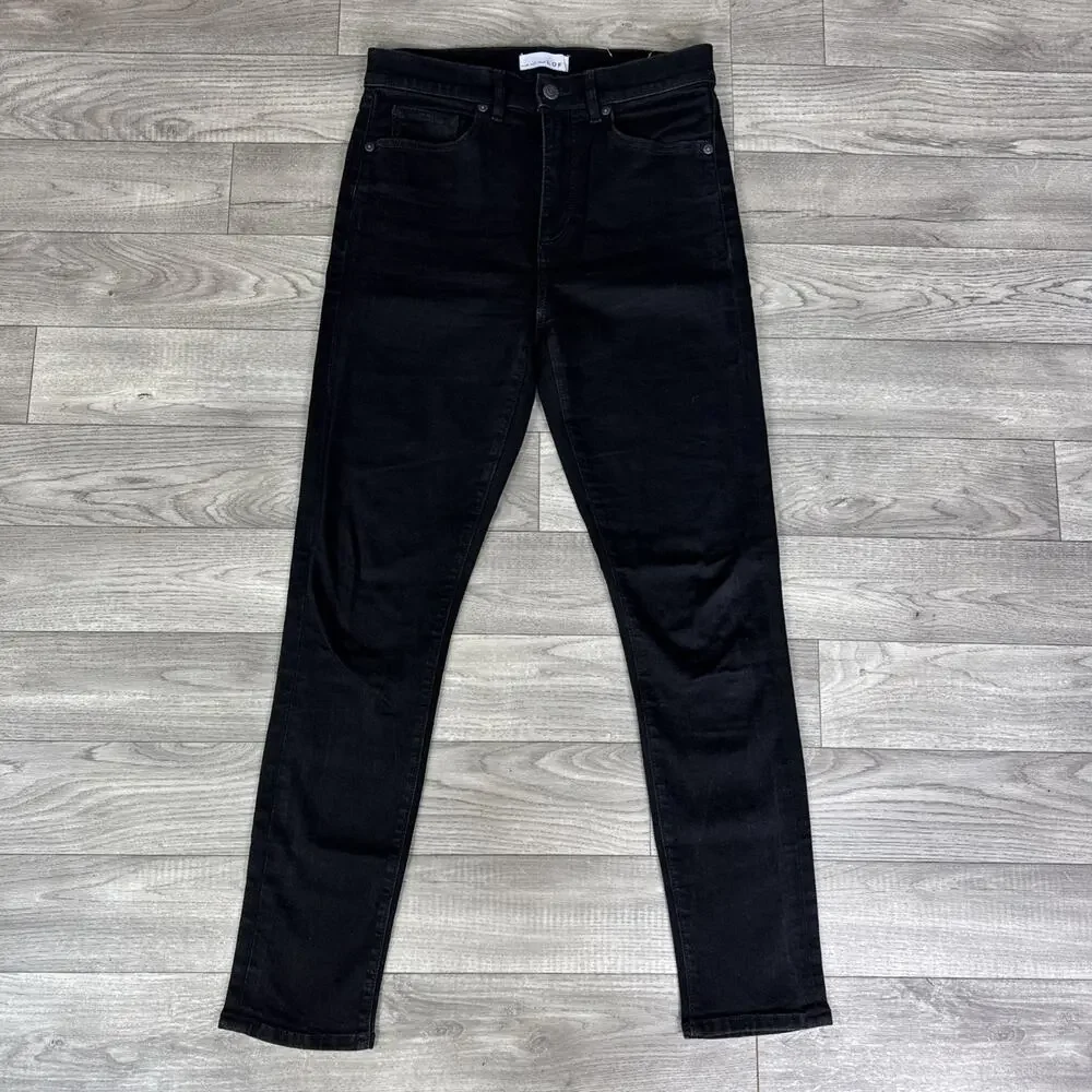 LOFT The Skinny Denim Jeans High Rise Black Wash sz 26/2